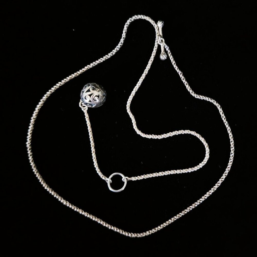 Vintage Silpada Sterling Silver Delight Filigree Ball Drop Lariat Necklace - Picture 5 of 7
